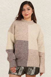 VERY J Color Block Mock Neck Drop Shoulder Sweater **FALL DEBUT SALE** on Simply Obsessed