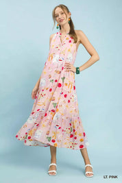 UMGEE Abstract Print Tiered Halter Midi Dress on Simply Obsessed