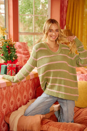 BIBI Striped Long Sleeve Sweater on Simply Obsessed