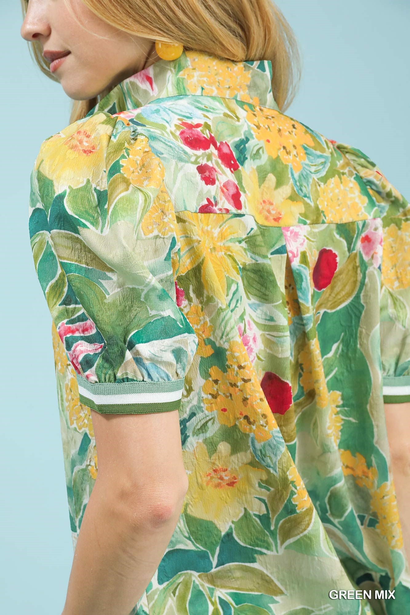 UMGEE Jacquard Bloomscape Print Top on Simply Obsessed