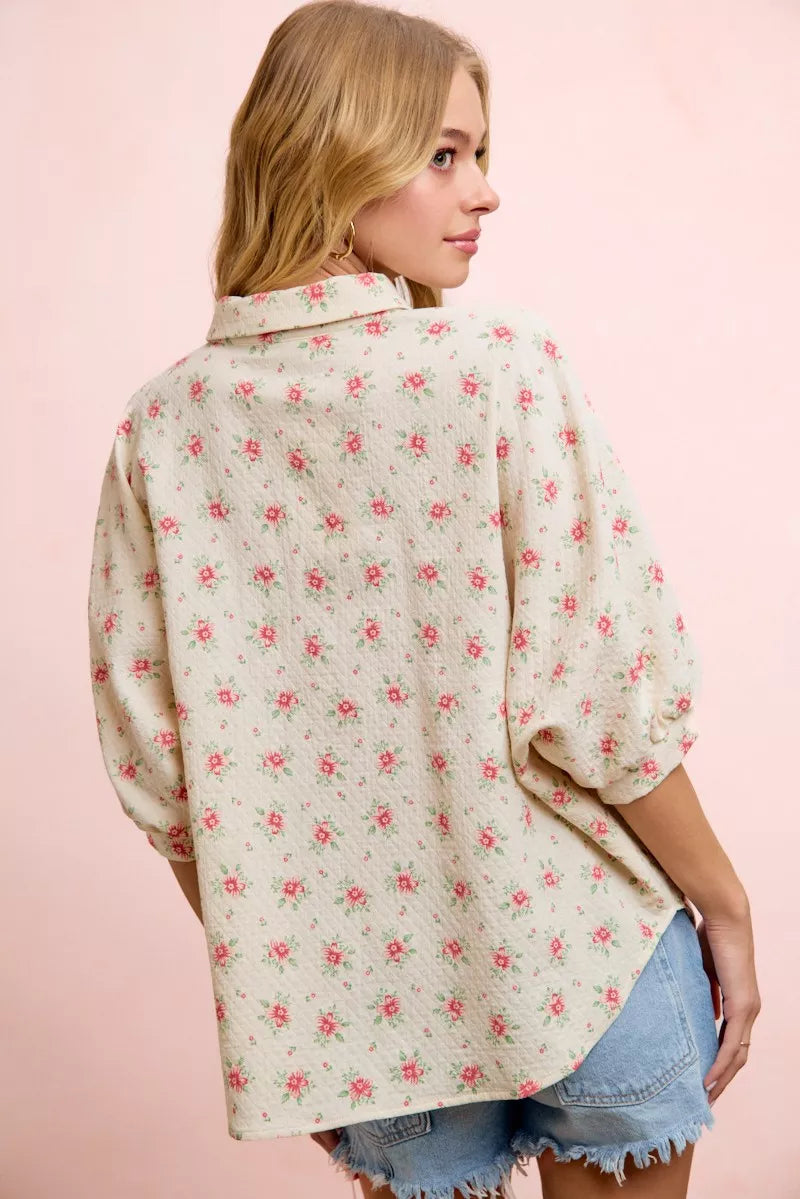 BiBi Flower Printed Short Dolman Blouse Top on Simply Obsessed