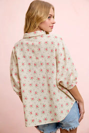 BiBi Flower Printed Short Dolman Blouse Top on Simply Obsessed