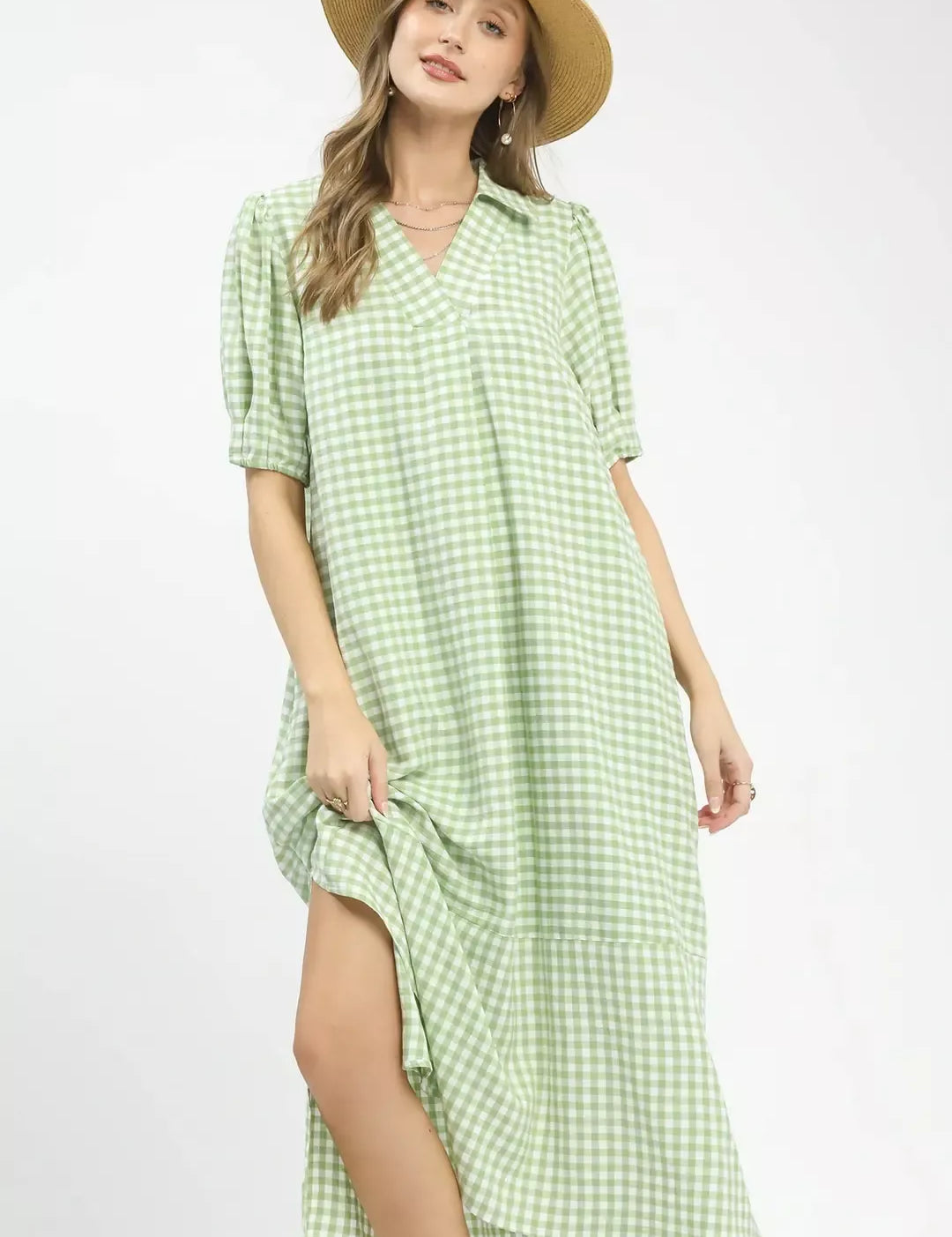 UMGEE Gingham Midi Dress with Side Pockets on Simply Obsessed