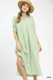 UMGEE Gingham Midi Dress with Side Pockets on Simply Obsessed