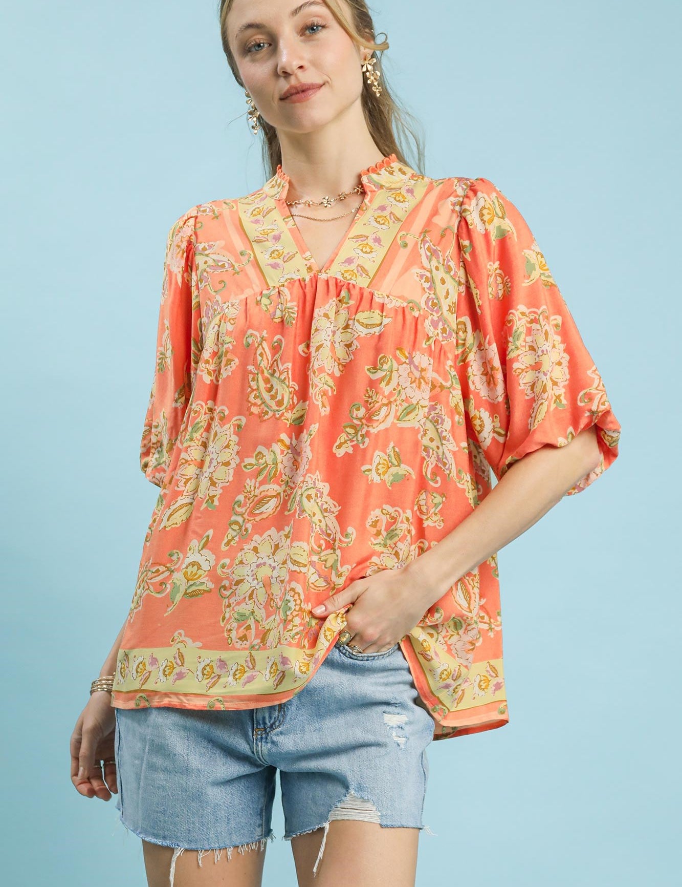 UMGEE Apricot Floral Boho Blouse **DEBUT SALE** on Simply Obsessed