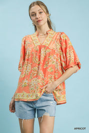 UMGEE Apricot Floral Boho Blouse **DEBUT SALE** on Simply Obsessed