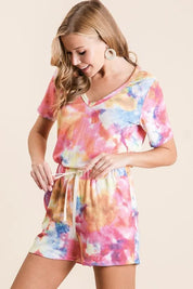 BiBi Tie Dye French Terry Casual Shorts on Simply Obsessed