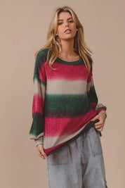 BiBi Striped Gradation Print Knit Top on Simply Obsessed