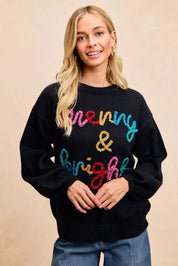 BIBI Tinsel Lettering Christmas Sweater on Simply Obsessed