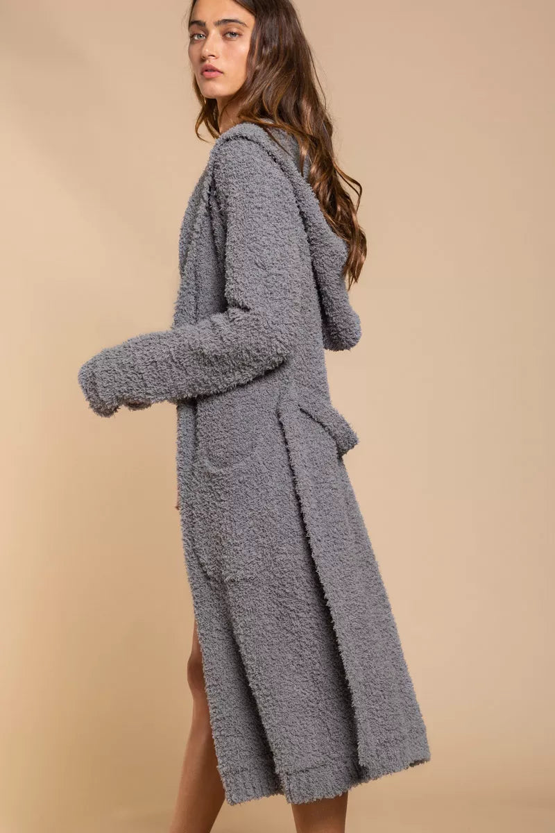 POL Berber fleece Tie Front Robe with Pockets on Simply Obsessed