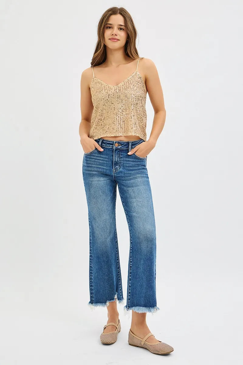 RISEN Full Size Mid Rise Crop Straight Jeans Plus Size on Simply Obsessed