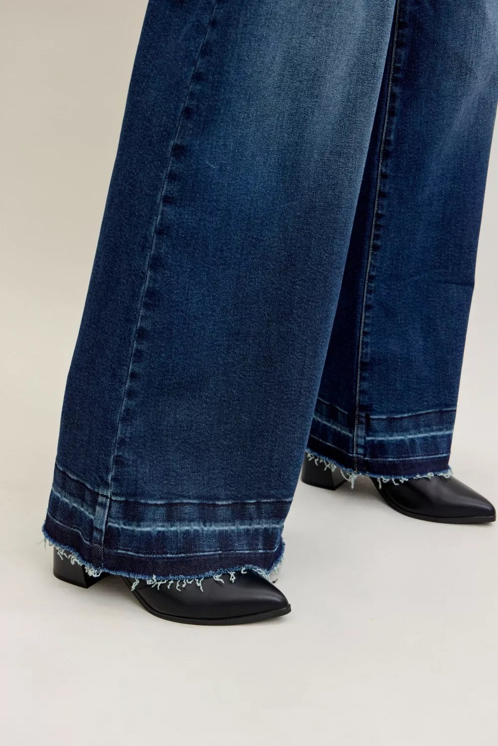 JUDY BLUE High Waist Palazzo Jeans with Front Patch Pockets on Simply Obsessed
