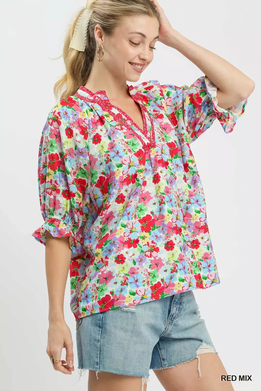 UMGEE Mix Floral Print Ruffle Top. **DEBUT SALE** on Simply Obsessed