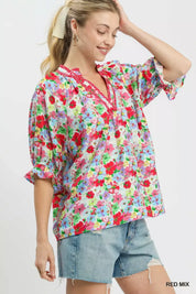 UMGEE Mix Floral Print Ruffle Top. **DEBUT SALE** on Simply Obsessed