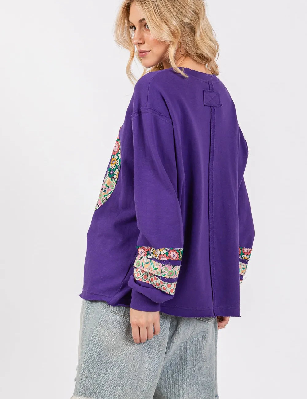 SAGE+FIG Peace Applique Patch Long Sleeve Top on Simply Obsessed