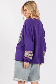 SAGE+FIG Peace Applique Patch Long Sleeve Top on Simply Obsessed