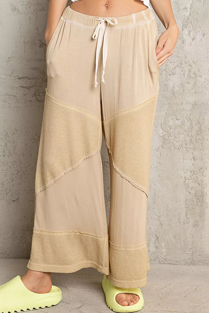 POL Elastic Waistband Wide Leg Pants with Drawstring on Simply Obsessed