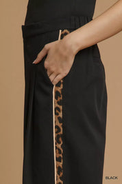 Umgee Front Pleated Wide-Leg Pants with Contrast Trim on Simply Obsessed