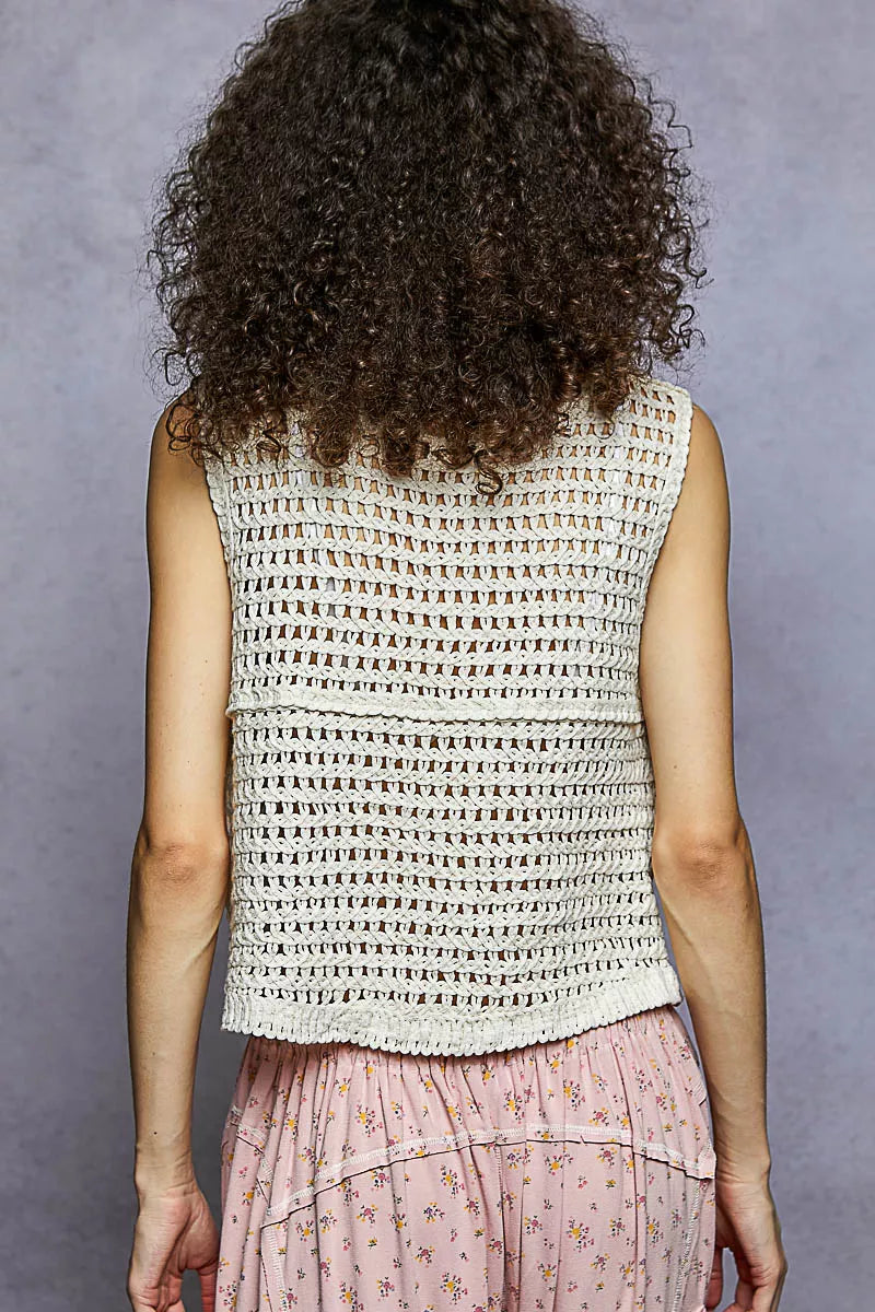 POL Floral Embroidered V-Neck Vest on Simply Obsessed