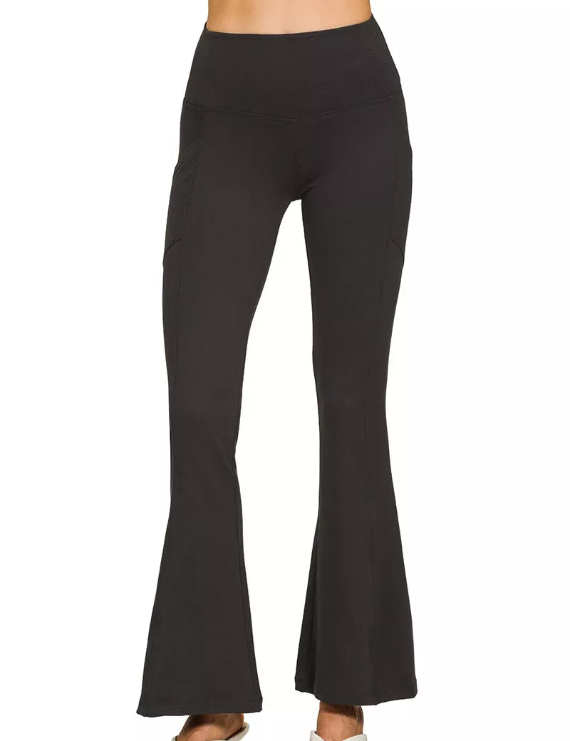 ZENANA Brushed Dty Microfiber Flare Pants on Simply Obsessed