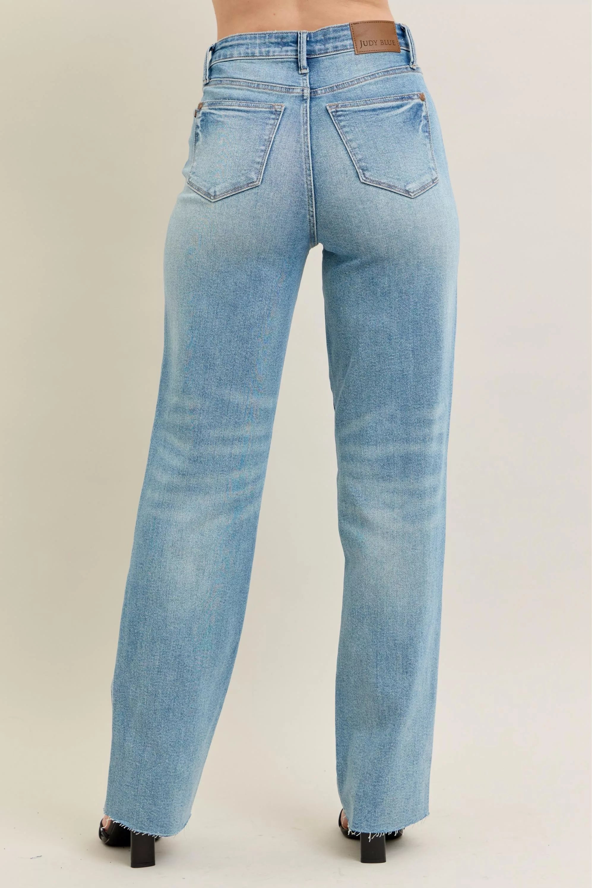 JUDY BLUE Full Size High Waist Rigid Magic Star Shaped Destroy 90's Straight Jeans Plus Size on Simply Obsessed