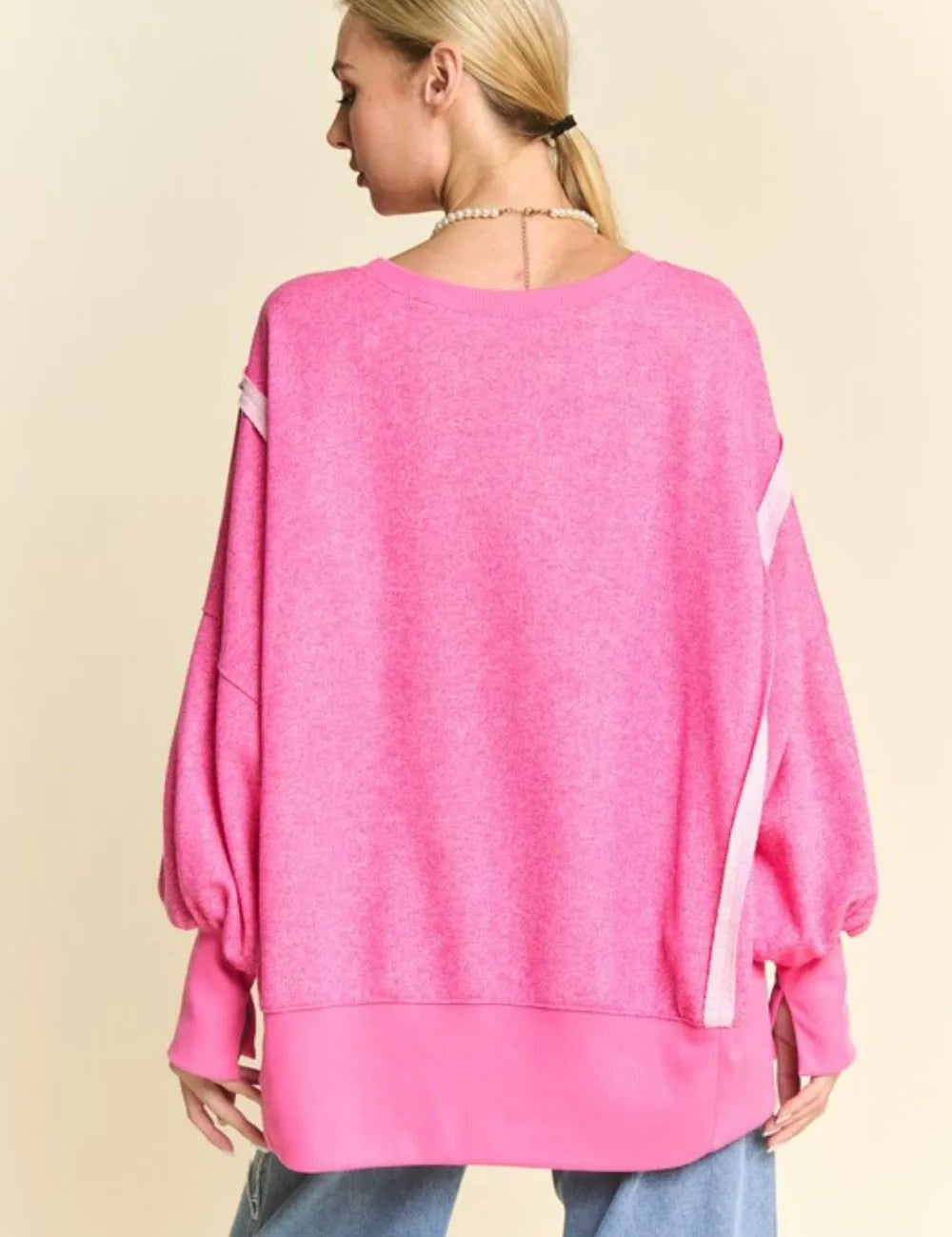 DAVI & DANI Side Slit High-Low Lantern Sleeve Knit Top **FALL DEBUT SALE** on Simply Obsessed