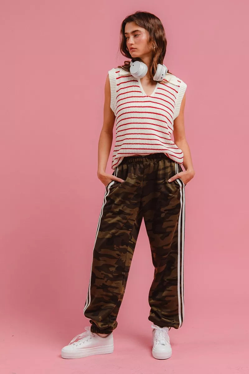 BIBI Side Lines Camouflage Track Pants on Simply Obsessed