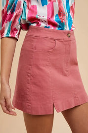 Annie Wear Comfort Stretch Cotton Slit Detailed Mini Skirt on Simply Obsessed