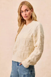 BIBI Checker Board Drop Shoulder Sweater on Simply Obsessed