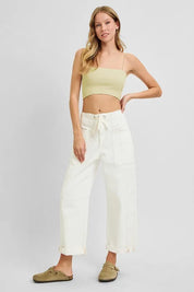 RISEN Full Size High Rise Crop Wide Barrel Cargo Pocket Jeans Plus Size on Simply Obsessed
