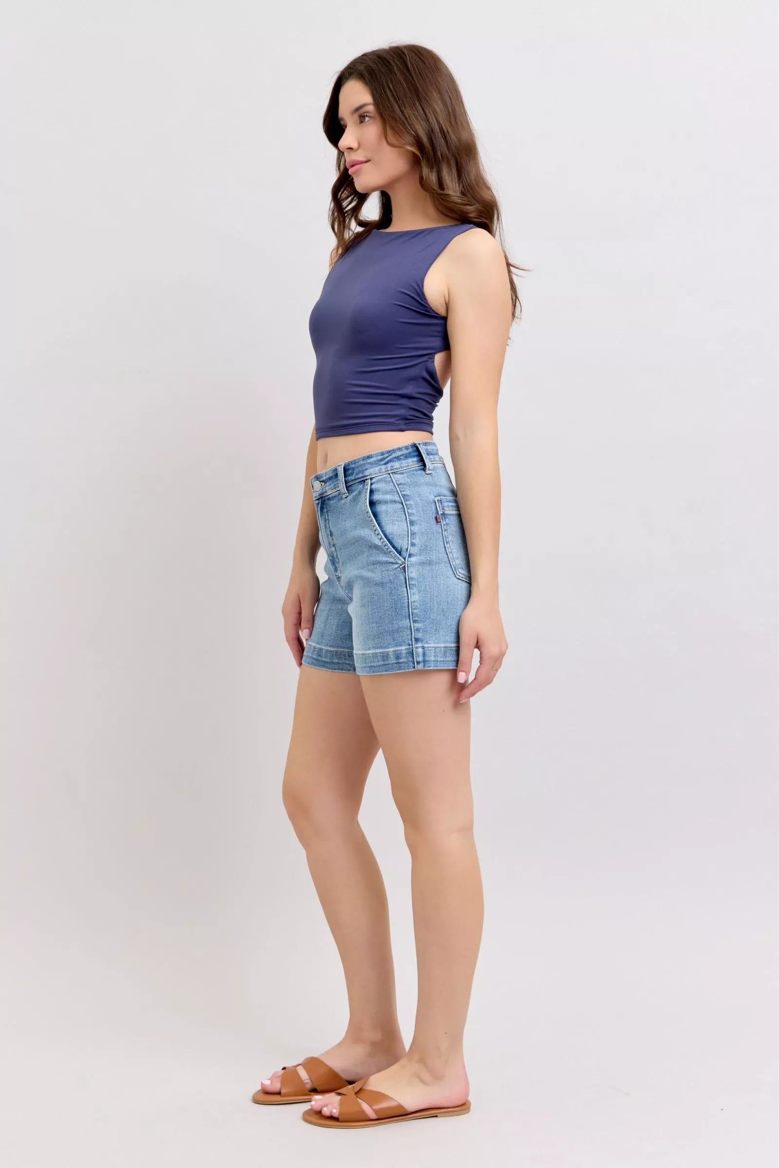 JUDY BLUE Mid Rise Denim Shorts on Simply Obsessed