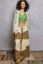 POL Open Front Floral Cardigan with Center Open Fringe on Simply Obsessed