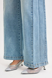 RISEN Mid Rise Wide Barrel Transferable Leg Snap Jeans on Simply Obsessed
