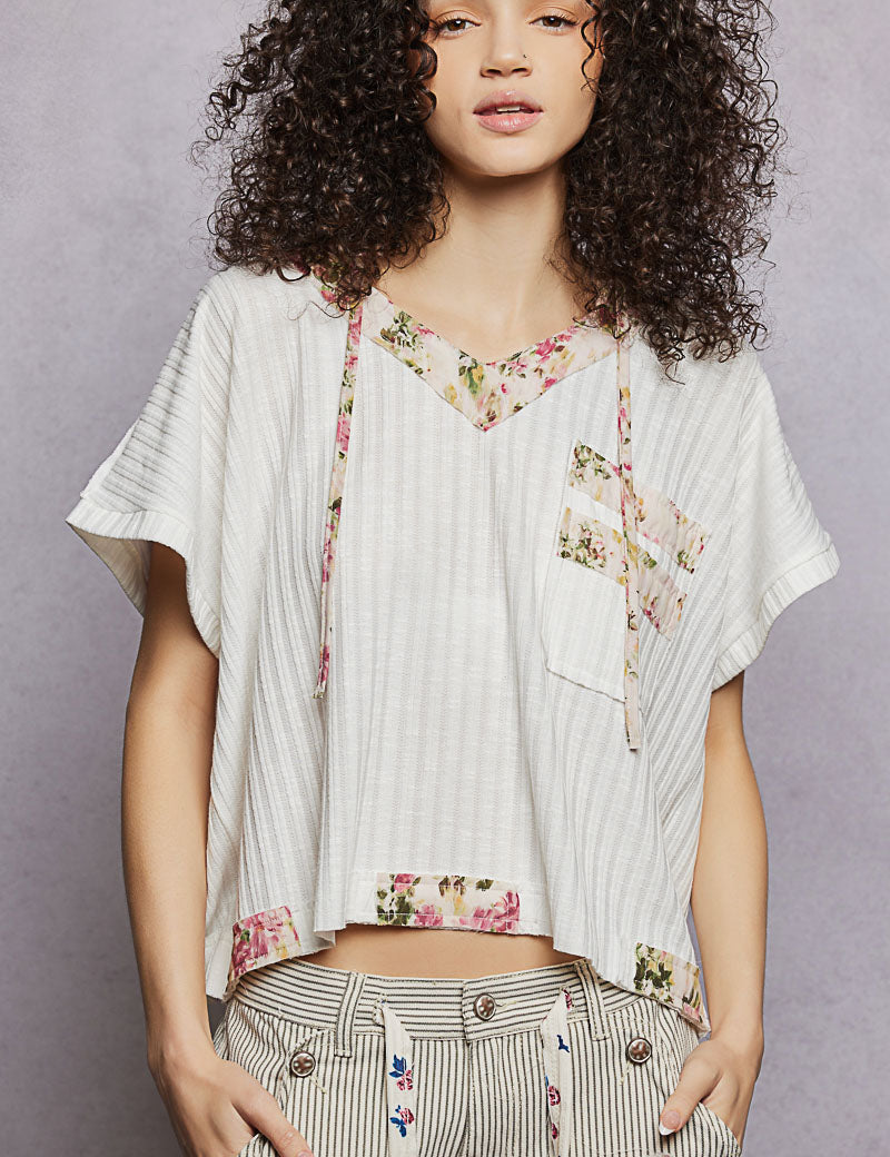 POL Short Sleeve Hooded Top with Back-Open Detail on Simply Obsessed