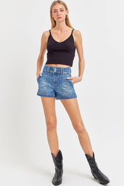 RISEN Full Size High Rise Patched Front Pocket Shorts Plus Size **Debut SALE** on Simply Obsessed