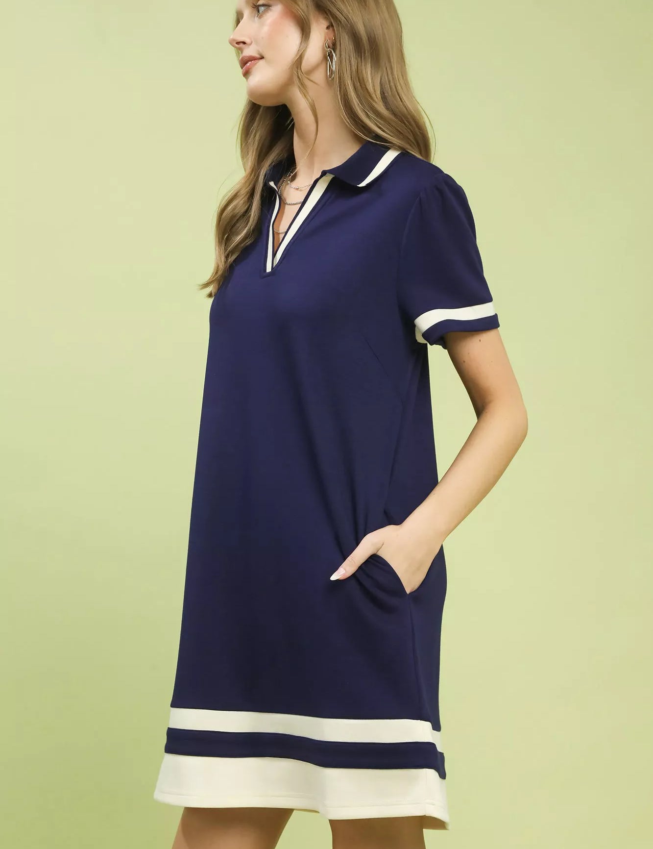 UMGEE Striped Contrast Short Sleeve Shift Dress on Simply Obsessed
