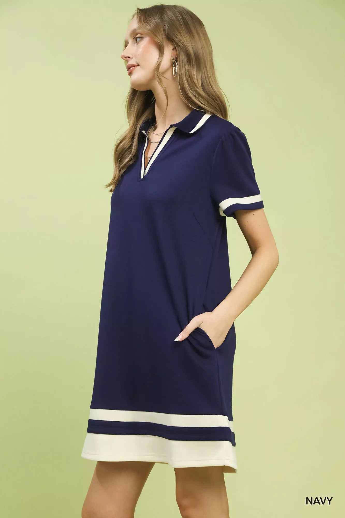 UMGEE Striped Contrast Short Sleeve Shift Dress on Simply Obsessed
