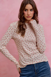 SO ME Ditsy Heart All Over Slub Rib Knit Valentine Top on Simply Obsessed