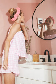 Lime 'N' Chili Gingham Ruffle Trim Cami and Shorts Pajama Set on Simply Obsessed