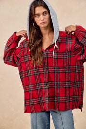 BIBI Brushed Plaid Hooded Jacket on Simply Obsessed