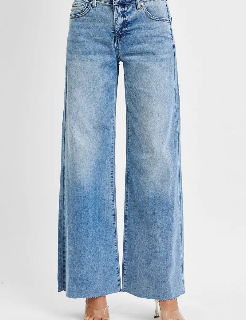 RISEN Full Size Tummy Control High Rise Ankle Palazzo Jeans Plus Size on Simply Obsessed