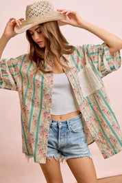 BIBI Eyelet Lace And Floral Mix And Match Shirt Top on Simply Obsessed