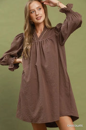 UMGEE Textured Puff Sleeve Mini Dress **DOORBUSTER** on Simply Obsessed