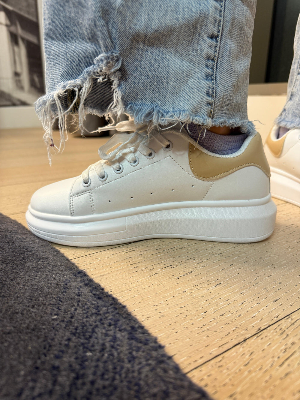 BERNESS Platform Sneaker Dupe - TAN/WHITE on Simply Obsessed