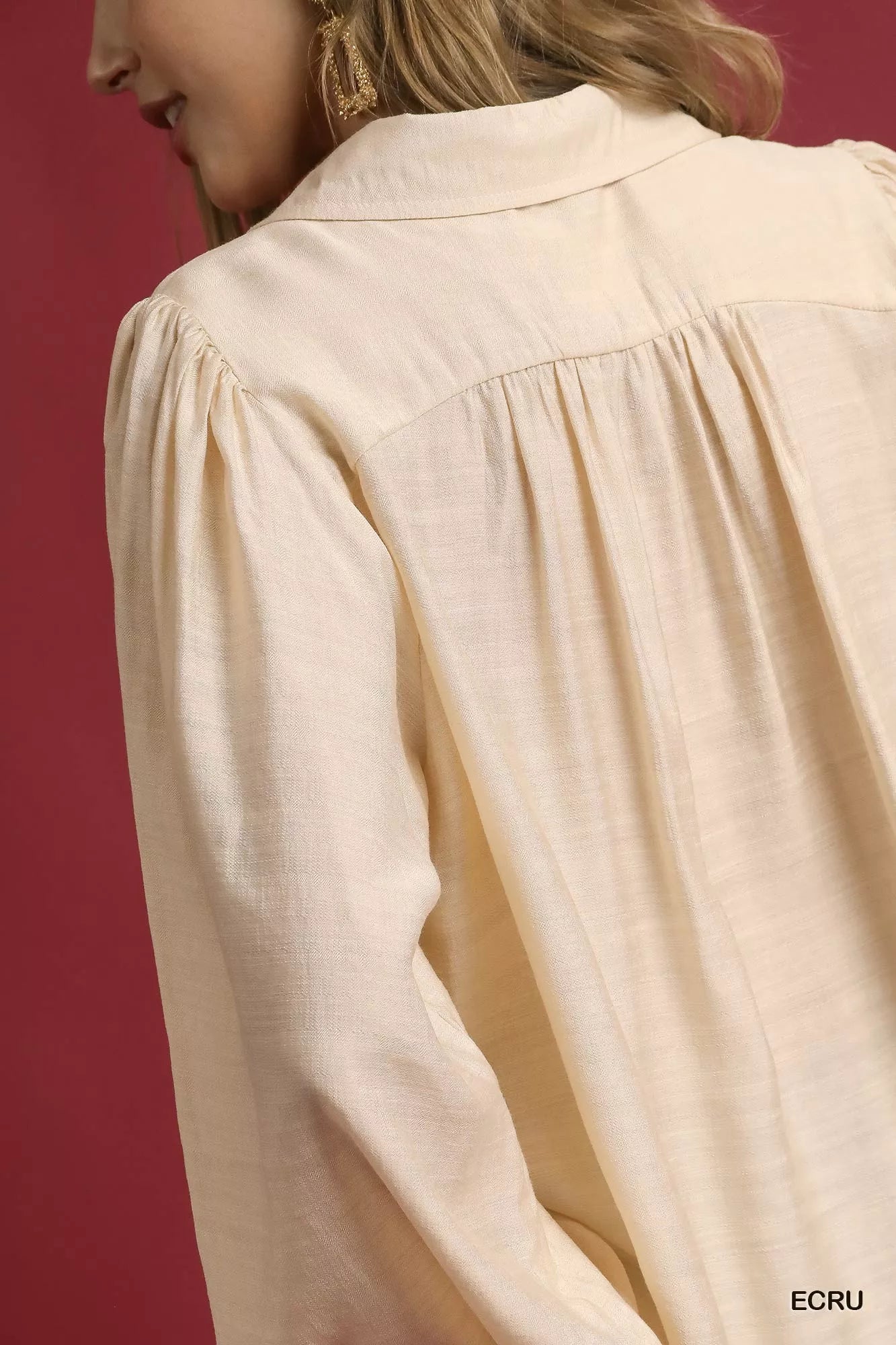 Umgee Long Sleeve Blouse with Leopard Print Trim on Simply Obsessed
