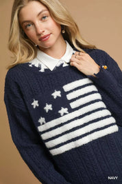 UMGEE Distressed American Flag Sweater on Simply Obsessed