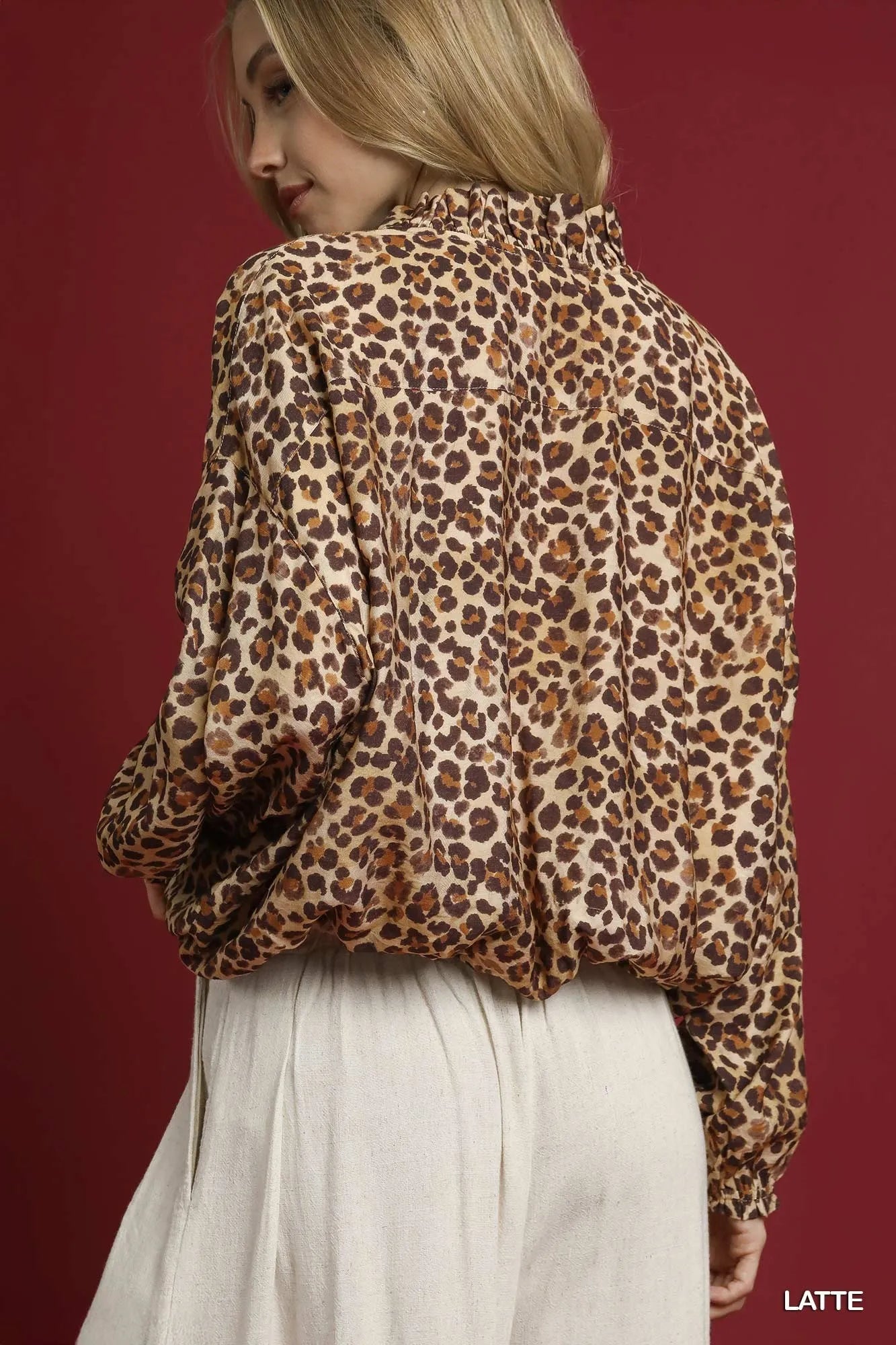 UMGEE Leopard Print Balloon Sleeve Blouse on Simply Obsessed