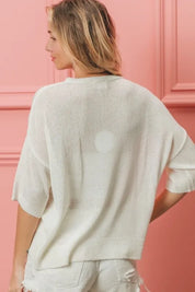 BIBI 4th of July Short Sleeve Top - OFF WHITE on Simply Obsessed