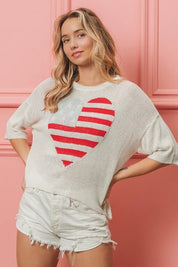 BIBI 4th of July Short Sleeve Top - OFF WHITE on Simply Obsessed