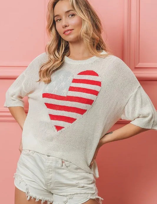 BIBI 4th of July Short Sleeve Top - OFF WHITE on Simply Obsessed